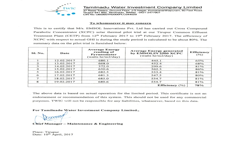 EMSOL Certificate 1